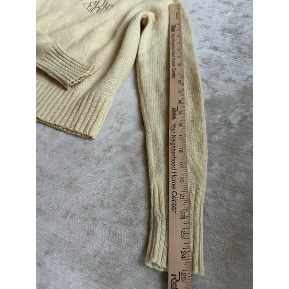 Vintage Lands End Sweater Women’s Sz S,M 100% Pure Wool Yellow monogram EKM - Picture 13 of 13